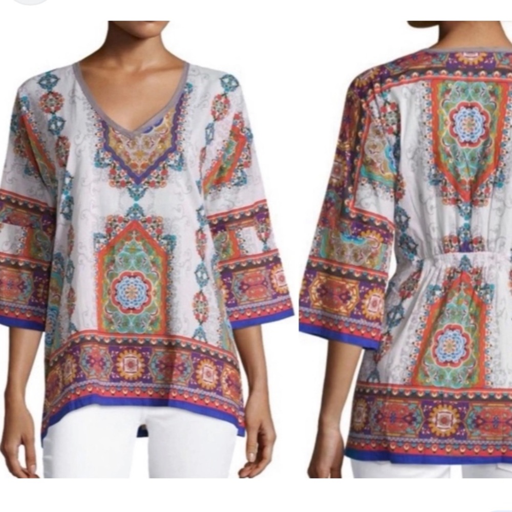 Johnny Was Silk Top Tunic Size Small